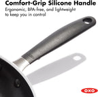 OXO Sartén antiadherente de 8 pulgadas, mango de silicona sin BPA, apto para lavavajillas y horno, sartén de cerámica sin PFAS, color negro