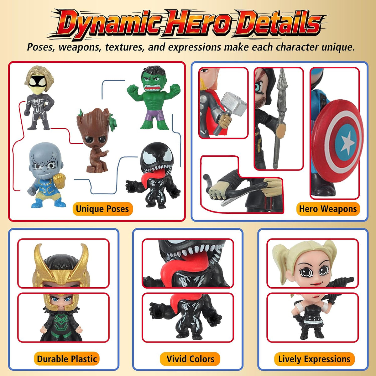 Figuras de acción de superhéroes, 32 piezas de minifiguras de superhéroes, increíbles recuerdos coleccionables de fiesta de gente pequeña, miniaturas heroicas de dibujos animados para niños