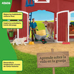 Schleich Farm World 42606 - Granero rojo con animales y más, 64 piezas