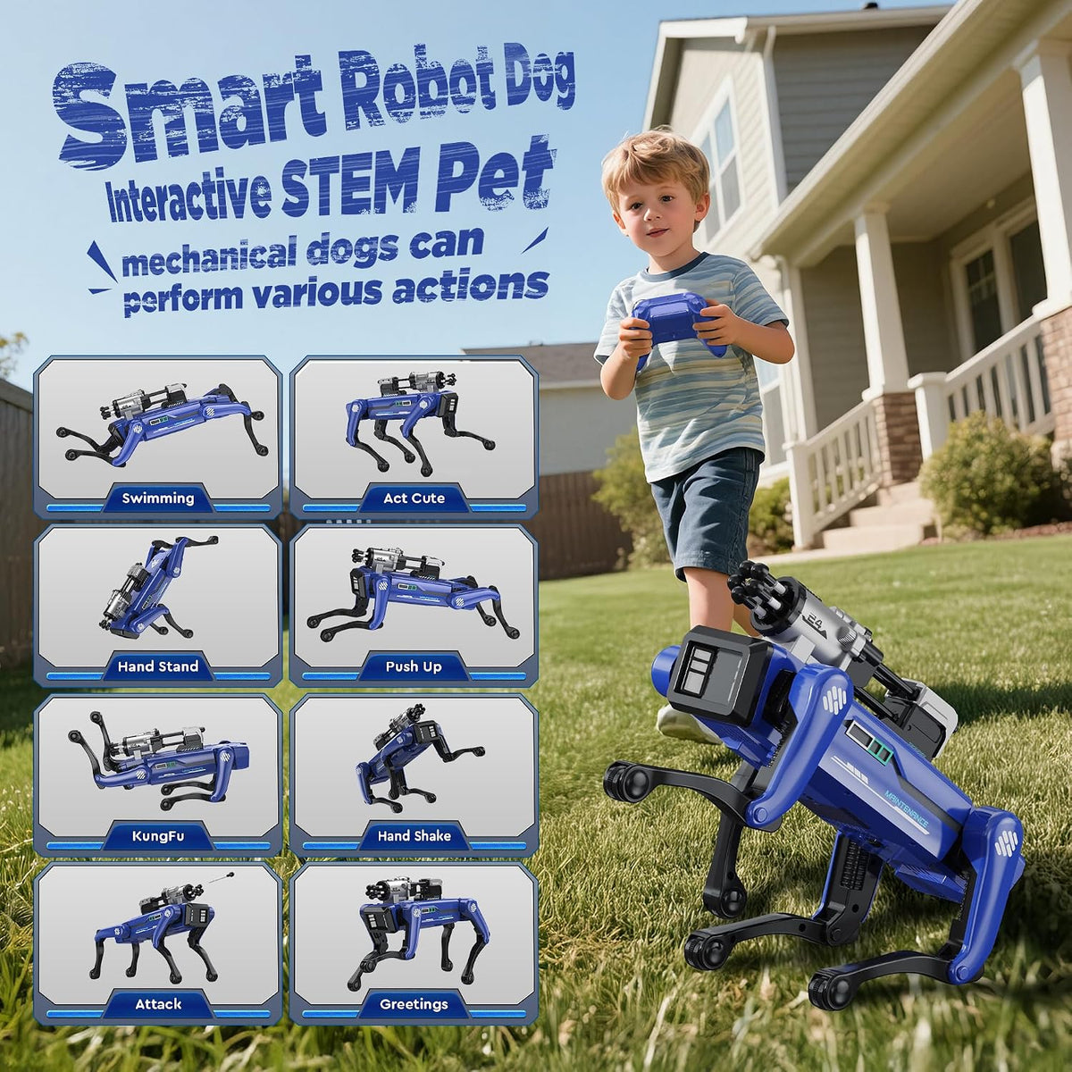 Robot Dog - Juguetes STEM Interactivos con Voz y Control Remoto, 30+ Acciones Realistas, Juego Programable, Alcance de 25m, Durable y Seguro - Mejor Regalo para Niños de 6+