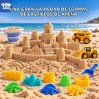 TOY Life Juego de arena de playa de dinosaurio de 22 piezas, 2 autos de