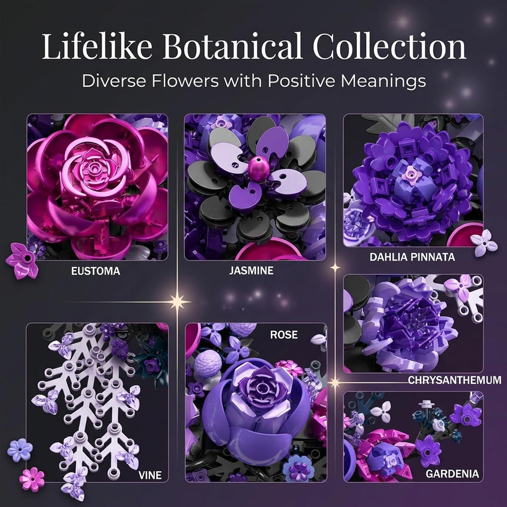 Purple Moon Flower Building Set, Botanicals Wall Art Decor