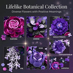 Purple Moon Flower Building Set, Botanicals Wall Art Decor
