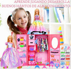 Juego de 150 piezas de ropa y accesorios para muñecas para niñas, vestidos de princesa, vestidos de moda, trajes de baño, tops, pantalones, zapatos, bolsas, joyas en el armario para muñecas de 11.5
