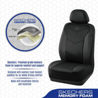 Skechers Fundas de Asiento de Espuma con Memoria, Fundas de Asiento de Automóvil de Cuero, Máxima Comodidad y Soporte Fundas de Asientos Delanteros Compatibles con Airbag, Ajuste Universal Automotriz