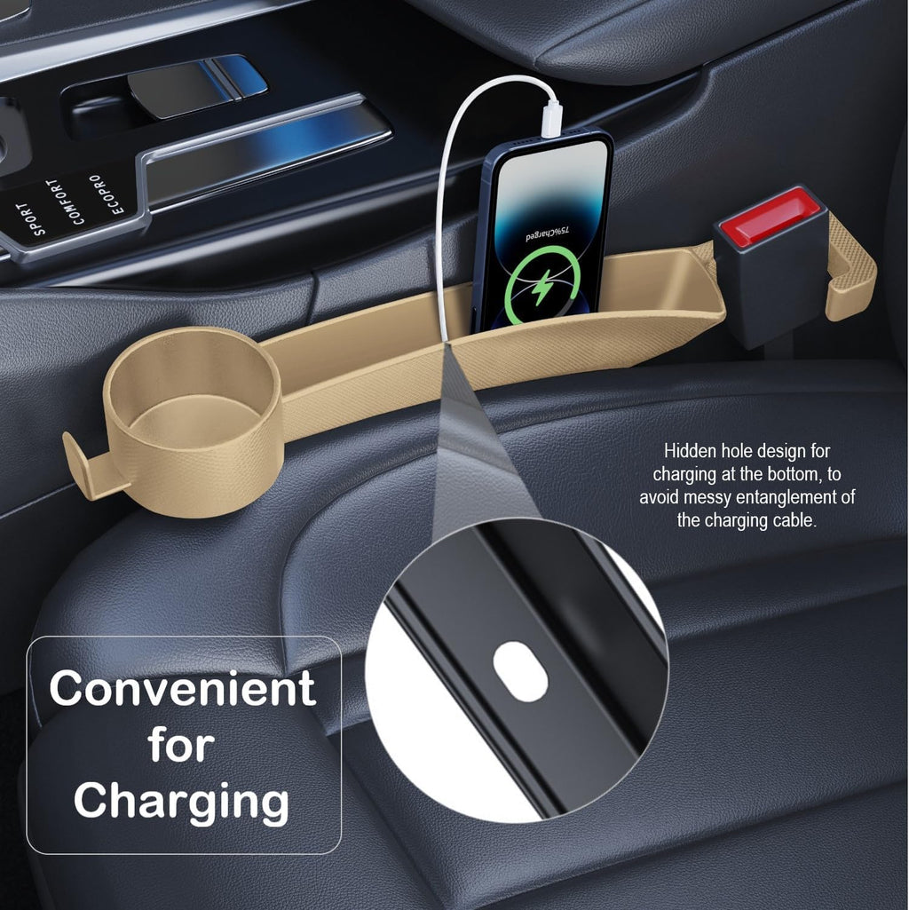 Tapón para hueco de asiento de coche con ranura de almacenamiento, organizador rellenador de huecos de auto con portavasos, tira universal rellenadora de hueco lateral de asiento de coche, paquete de