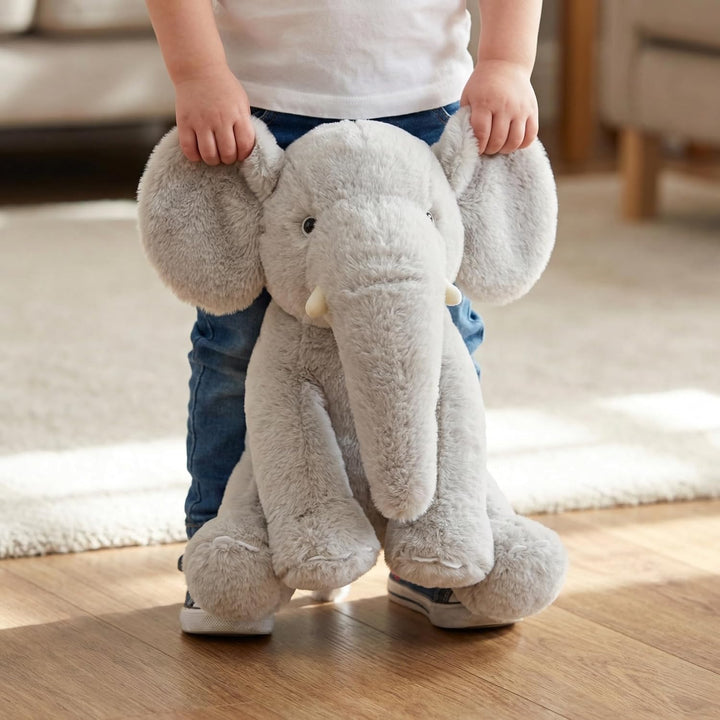 WEIGEDU Elefante de peluche gris de 13" - Juguete de felpa para...