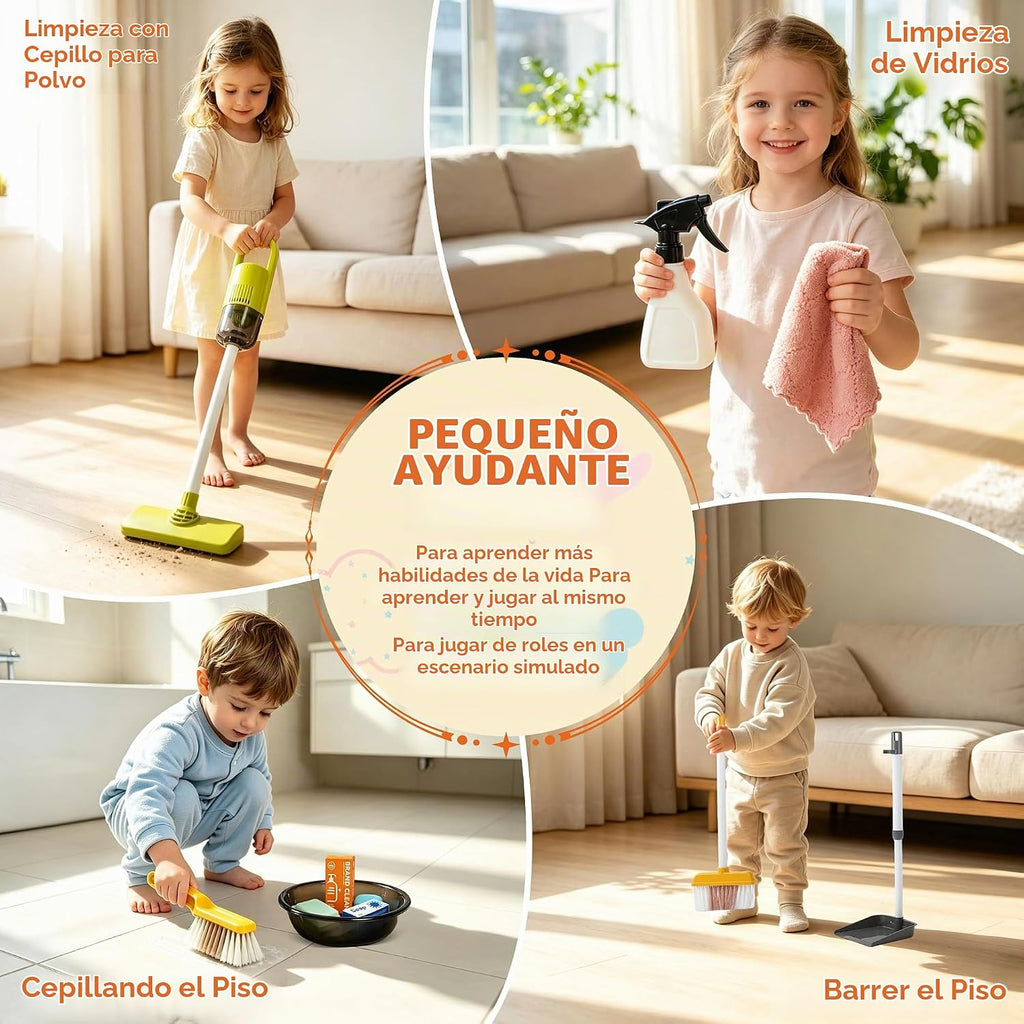 Juego de limpieza para niños pequeños, juego de juguetes de limpieza para niños, nuevo juego de limpieza desmontable de 29 piezas para niños pequeños, carritos de limpieza educativos de juego de