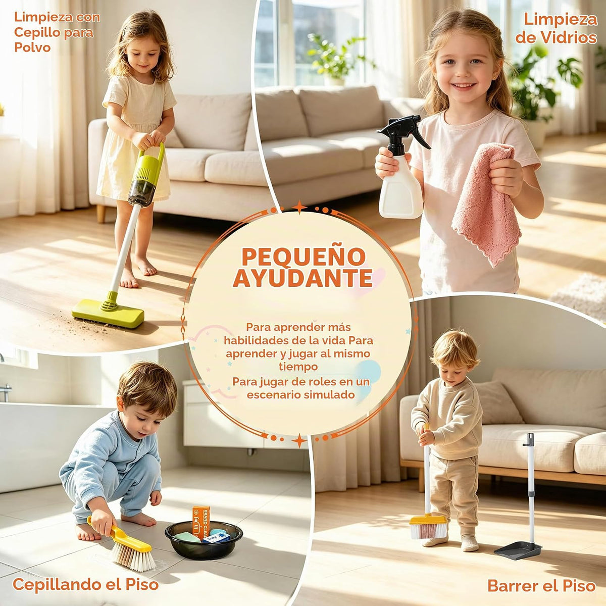 Juego de limpieza para niños pequeños, juego de juguetes de limpieza para niños, nuevo juego de limpieza desmontable de 29 piezas para niños pequeños, carritos de limpieza educativos de juego de