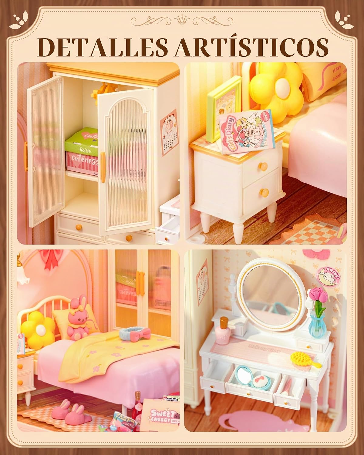 Lámpara Rolife Super Creator Kits Tasty Cake Shop, bloques de construcción de casa pequeña para muñequitas, kits de construcción de modelo de casa mini de plástico para adolescentes de 14 años en adelante