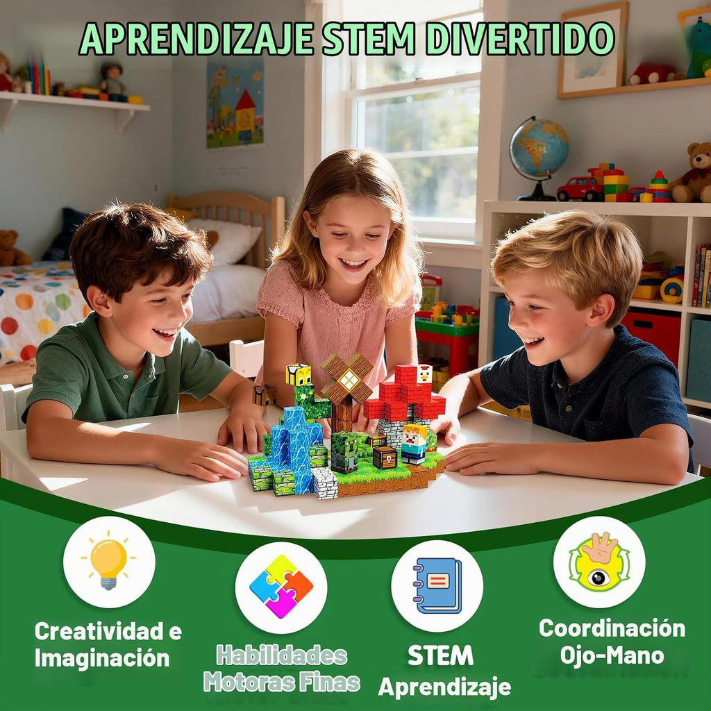 Bloques magnéticos, 100 unidades, juguetes de construcción, cubo de