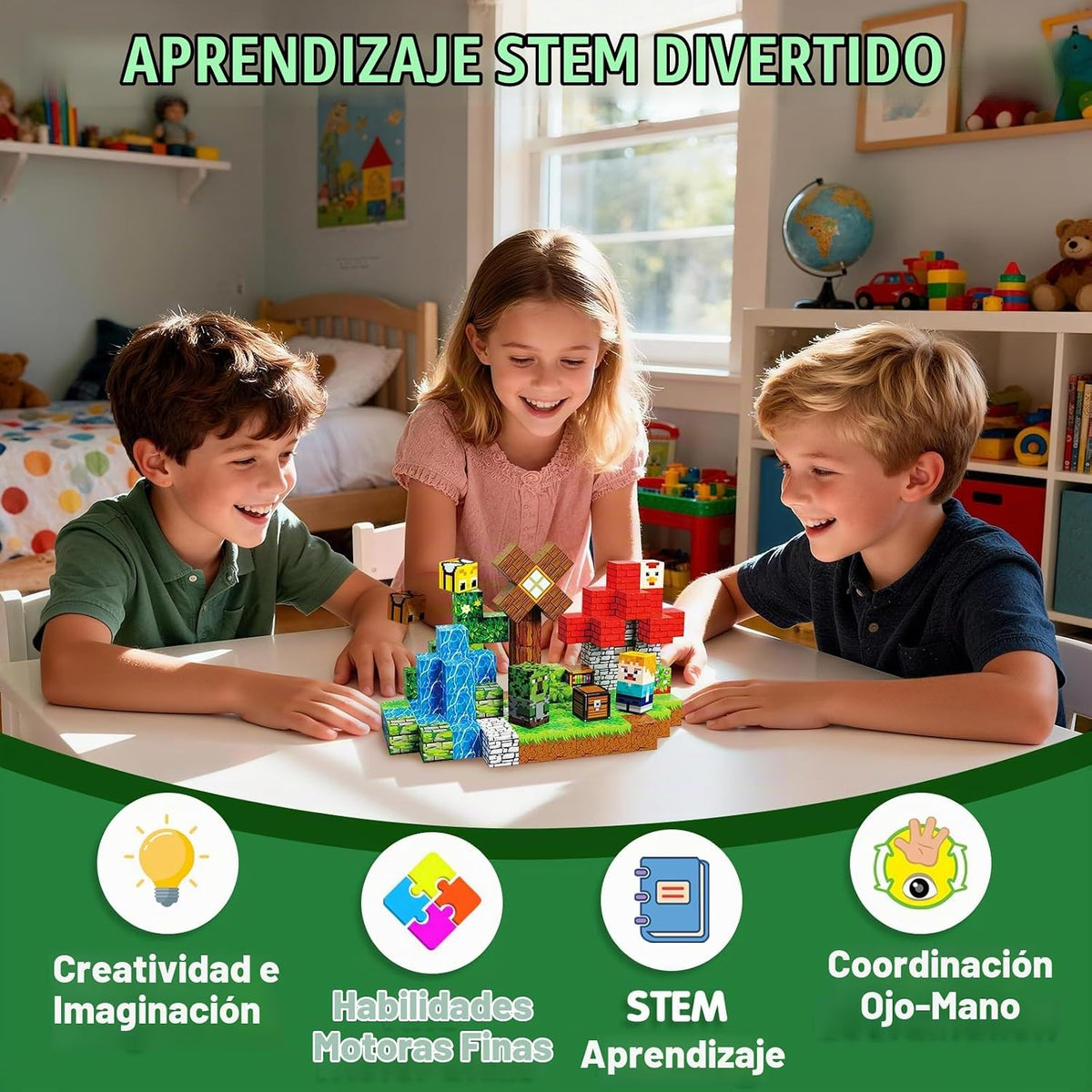 Bloques magnéticos, 100 unidades, juguetes de construcción, cubo de