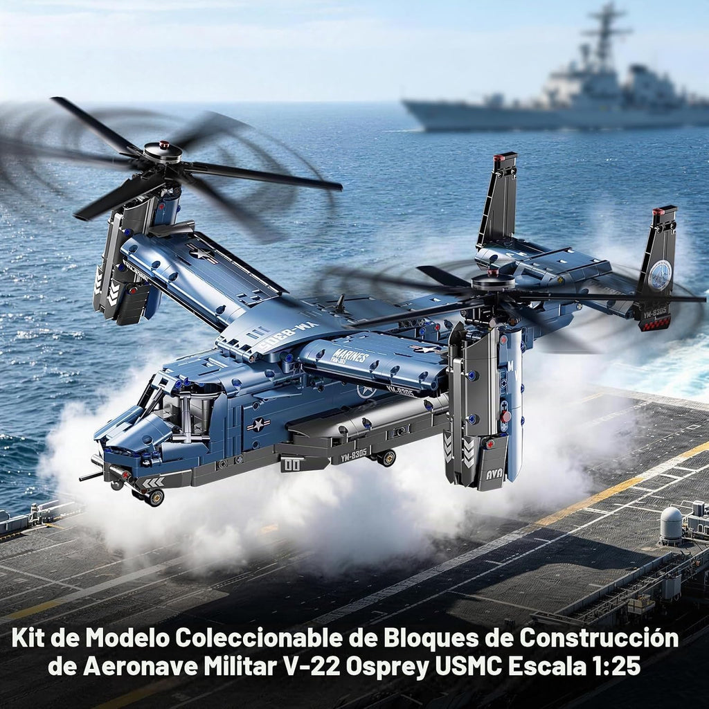 1486 piezas V-22 Osprey Militar Tiltrotor Avión Bloques de Construcción