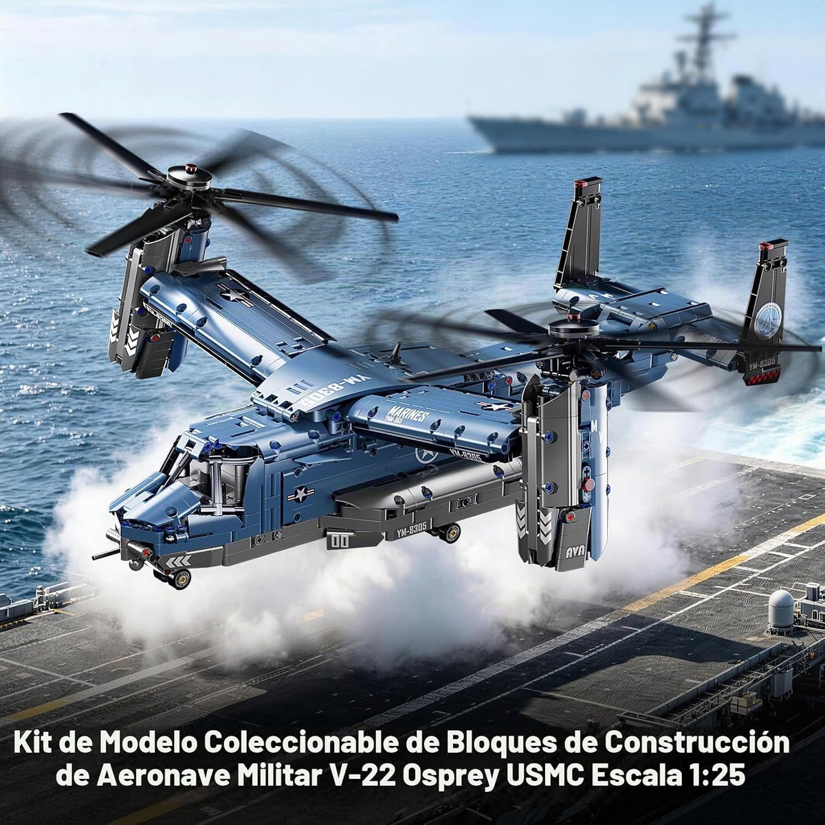 1486 piezas V-22 Osprey Militar Tiltrotor Avión Bloques de Construcción