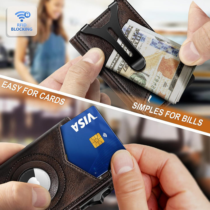 BULLIANT Billetera con clip para dinero, billetera delgada para reg...
