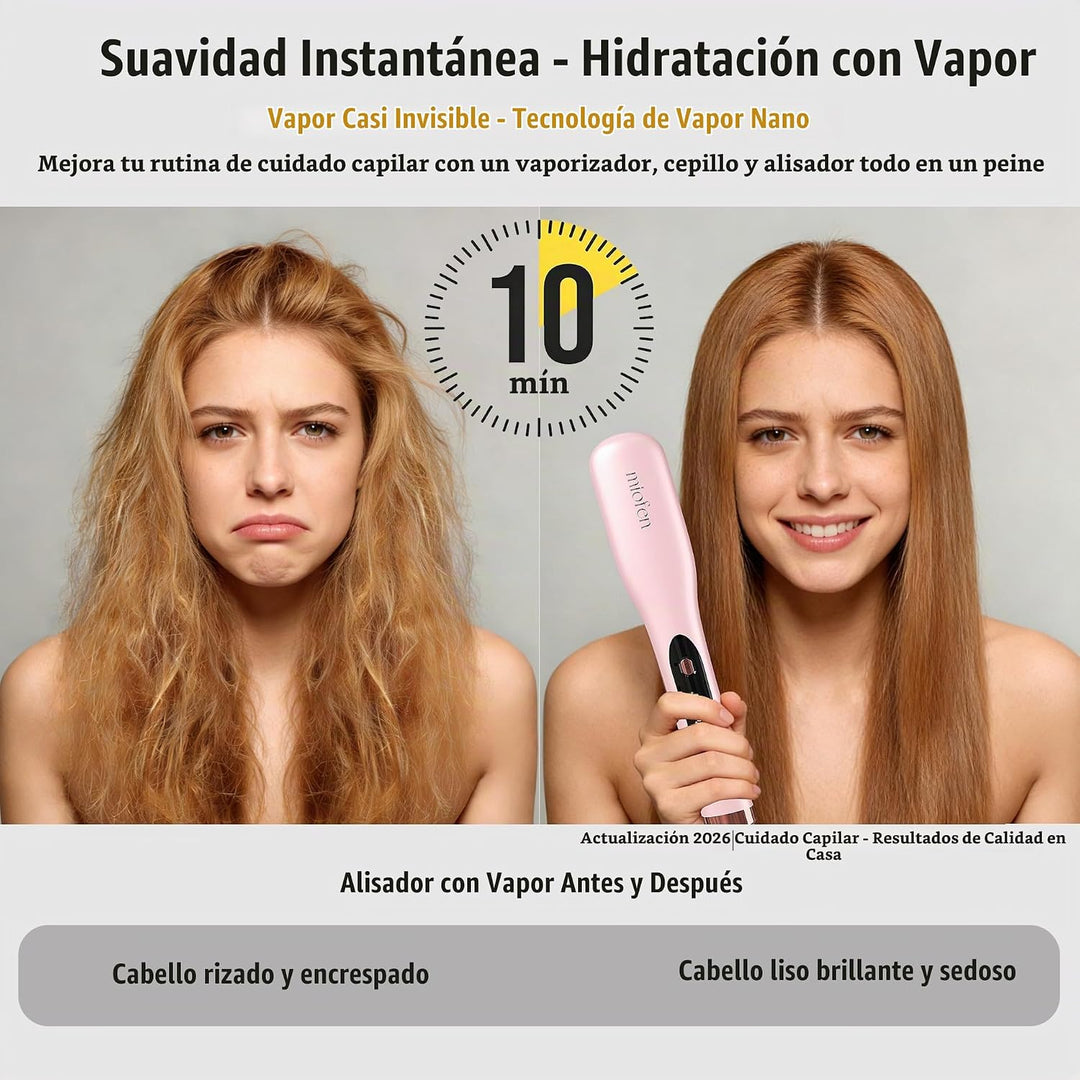 Miofen - Cepillo alisador de pelo a vapor, 3 en 1, cepillo alisador...