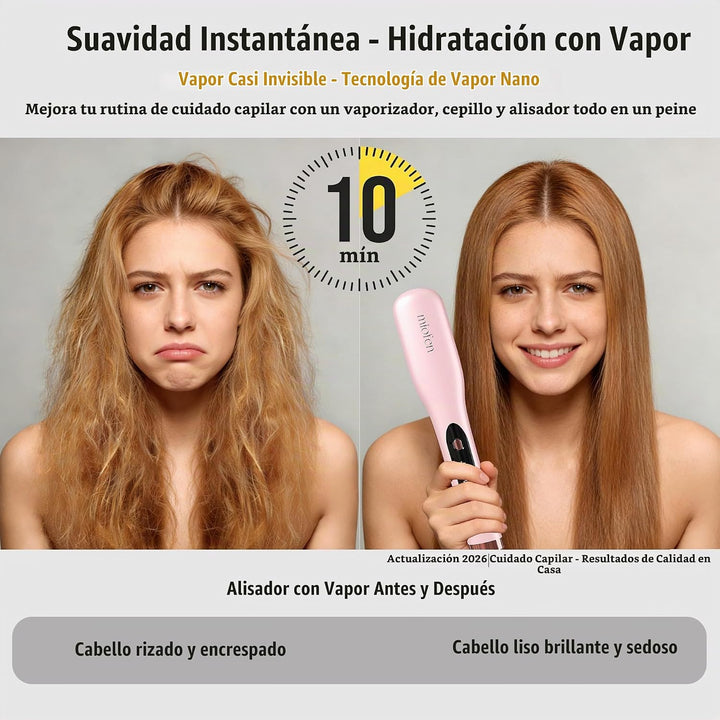 Miofen - Cepillo alisador de pelo a vapor, 3 en 1, cepillo alisador...