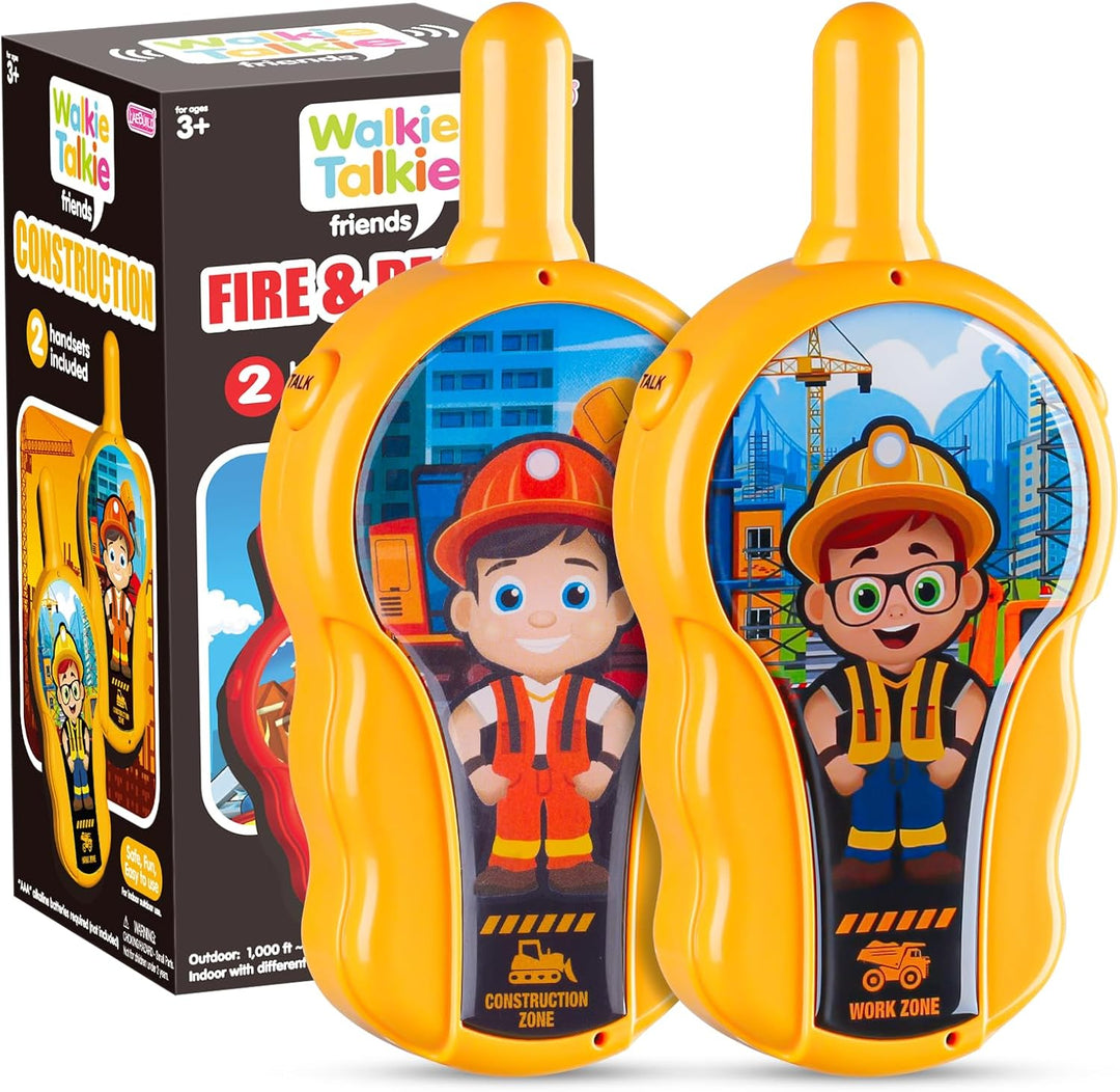 Walkie Talkies para niños, paquete de 2 unidades, tema de construcc...
