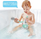 Yookidoo Cabezal de ducha para bebé, bomba de agua de elefante y rociador de boquilla para tronco, control de flujo con una sola mano para bebés recién nacidos en bañera o fregadero (turquesa)