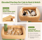 Globlazer Cactus Cat Tree Tower 2 Condo Kitten Scratching Post, F54, Verde