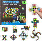 Gyro Antiestrés Magnético Mini-38 Bloques, Cubo Magnético Brilla 4 en 1 Juguete
