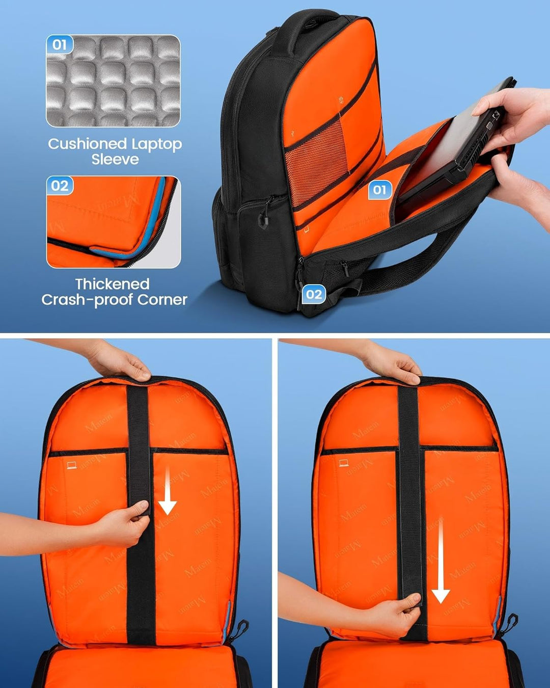 MATEIN Mochila rígida para juegos para hombres, mochila impermeable...