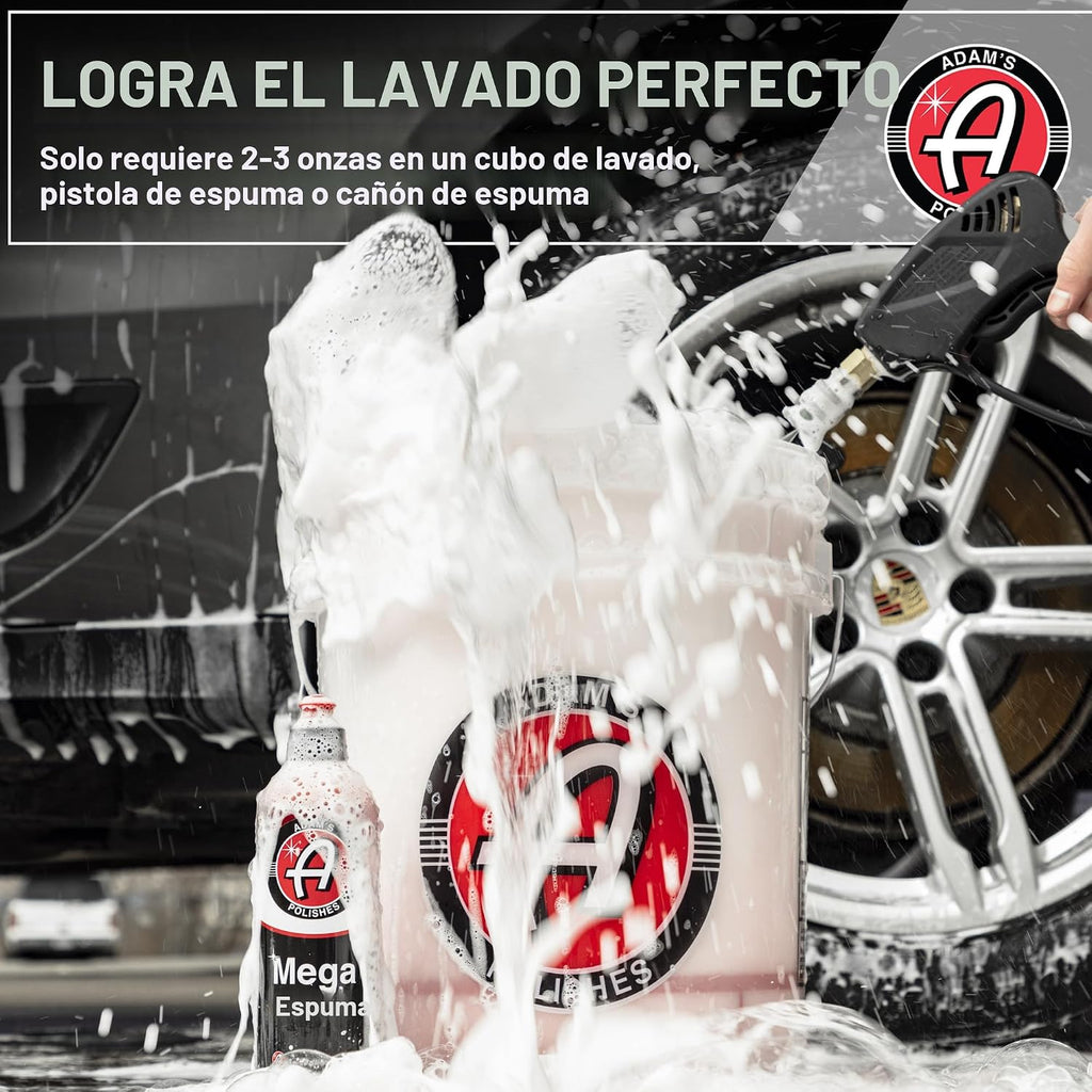 Adam's Mega Foam (5 galones) – pH neutro, ultra concentrada para cañón de espuma, pistola de pulverización de espuma o cubeta – Seguro para cera, selladores y revestimiento cerámico – Limpiador de