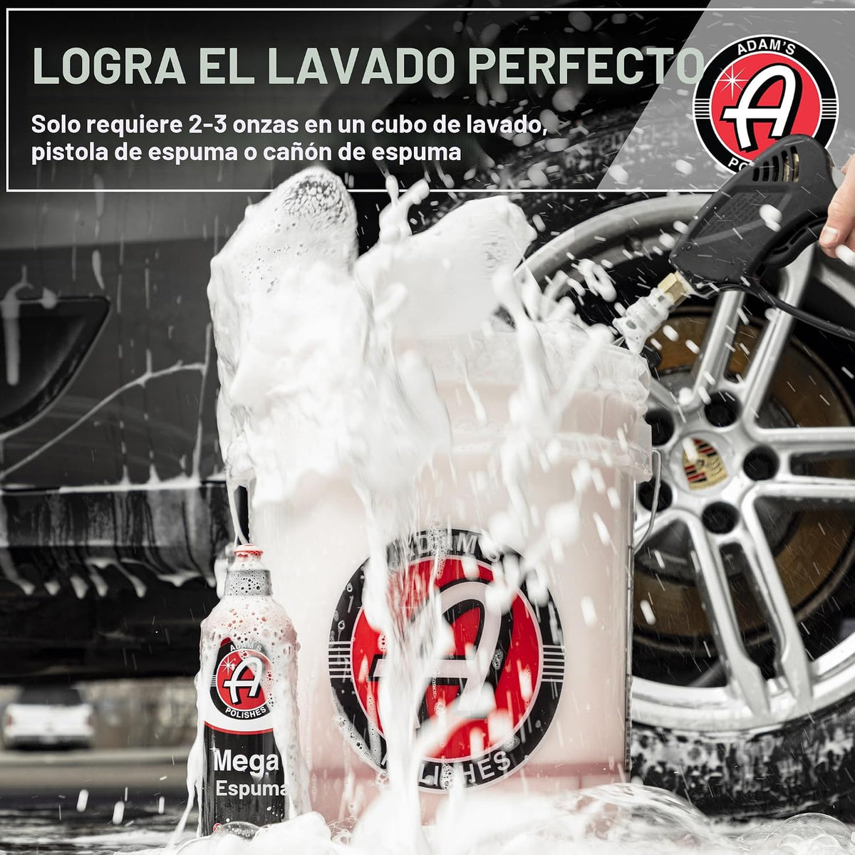 Adam's Mega Foam (5 galones) – pH neutro, ultra concentrada para cañón de espuma, pistola de pulverización de espuma o cubeta – Seguro para cera, selladores y revestimiento cerámico – Limpiador de