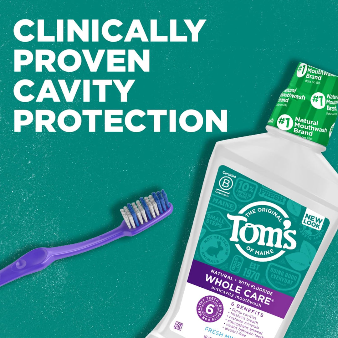 Tom's Of Maine Whole Care - Enjuague bucal natural con flúor, m...