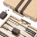 Juegos de backgammon de 15 pulgadas para adultos, tablero clásico de backgammon con dados de damas únicos, exterior de piel sintética e interior de terciopelo, juego de viaje de backgammon portátil (marrón)