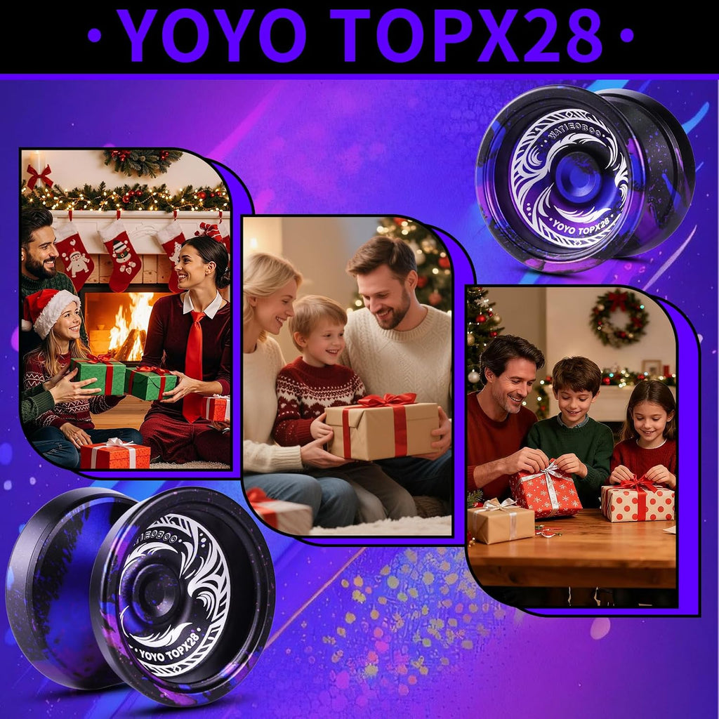 El juego de yoyo de metal 2 en 1 TOPKX28 cuenta con un yoyo mejorado giratorio de dedos, adecuado para niños, adultos, principiantes y profesionales para realizar trucos de Yoyo.