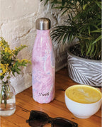 S’well Botella de agua de acero inoxidable de 17 onzas, color Geode Rose, aislamiento al vacío de triple capa para mantener las bebidas frías durante 36 horas y calientes durante 18 horas, sin BPA
