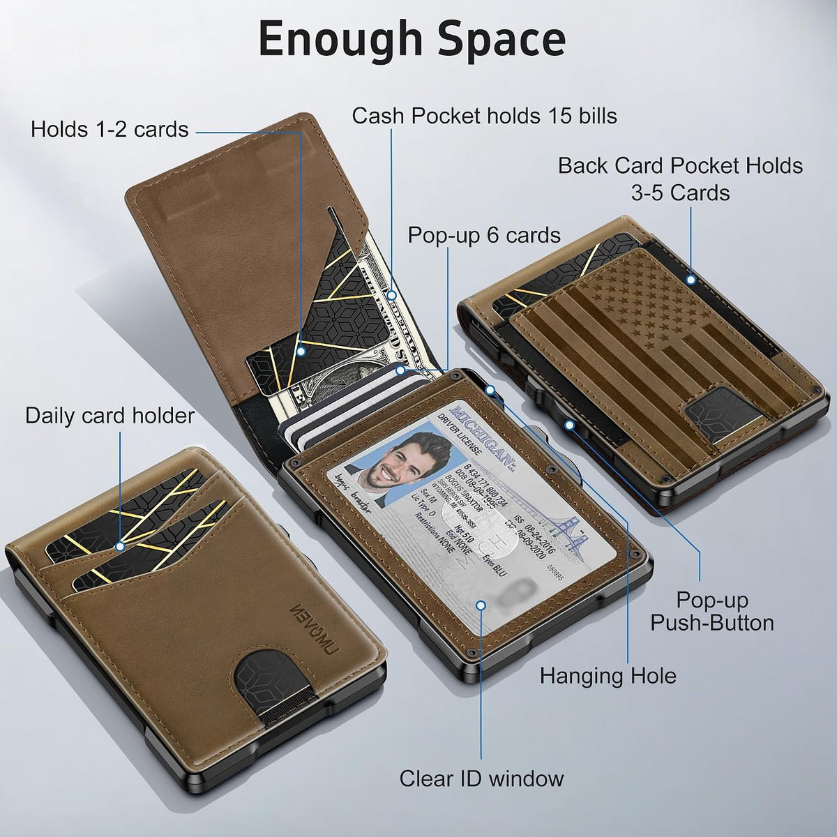 Billetera para hombre minimalista con bloqueo RFID y ranura para tarjetas