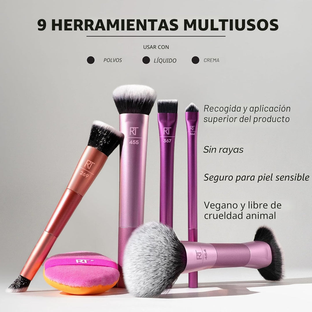 Real Techniques Big Blends Energy Brush + Kit de Esponja de Doble C...