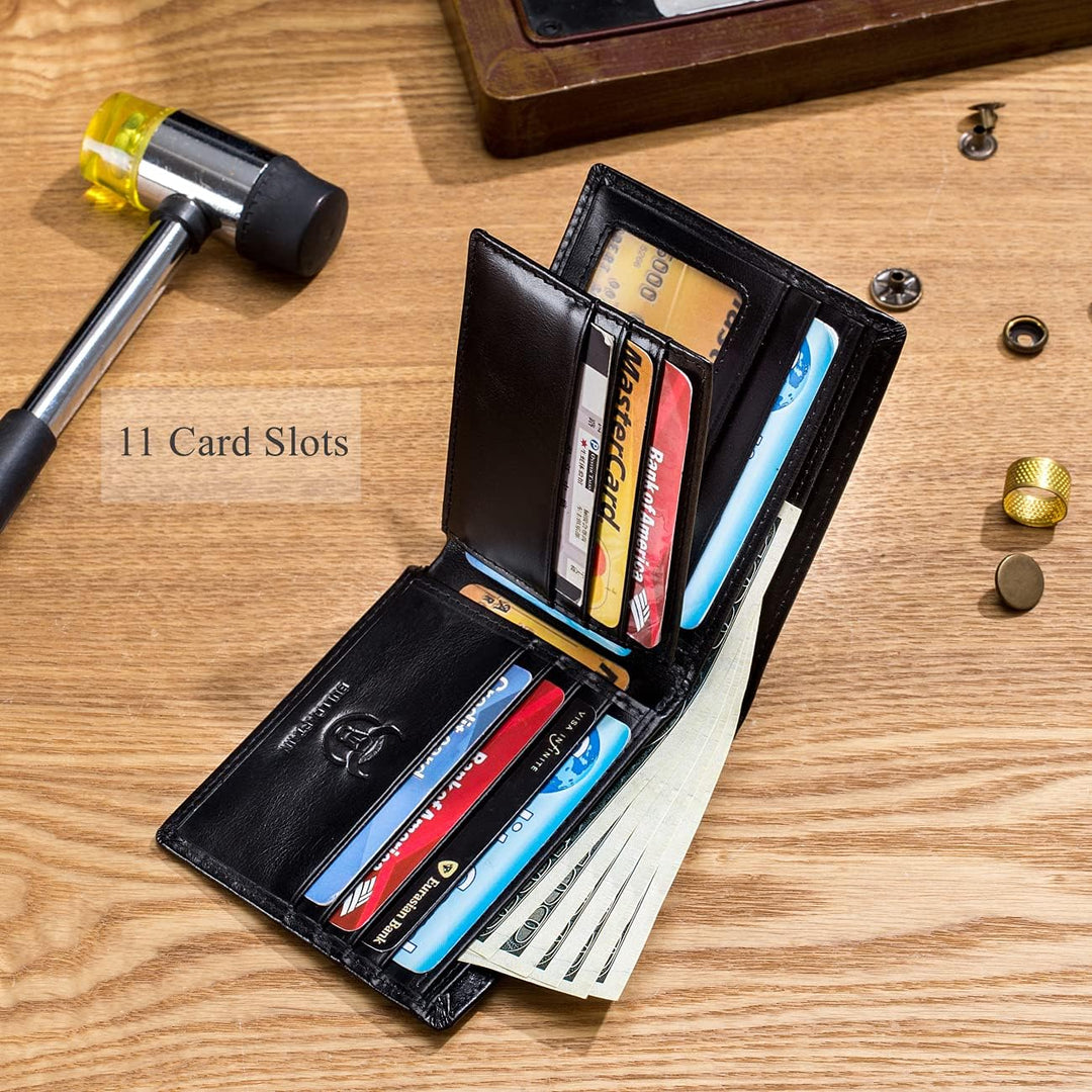 BULLCAPTAIN Carteras RFID para hombres, billetera delgada plegable...