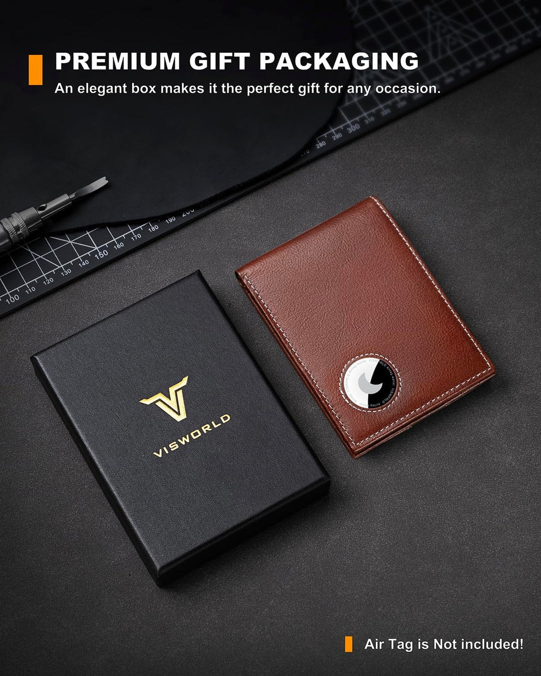 VISWORLD Billetera para hombre con soporte para Airtag, billetera p...