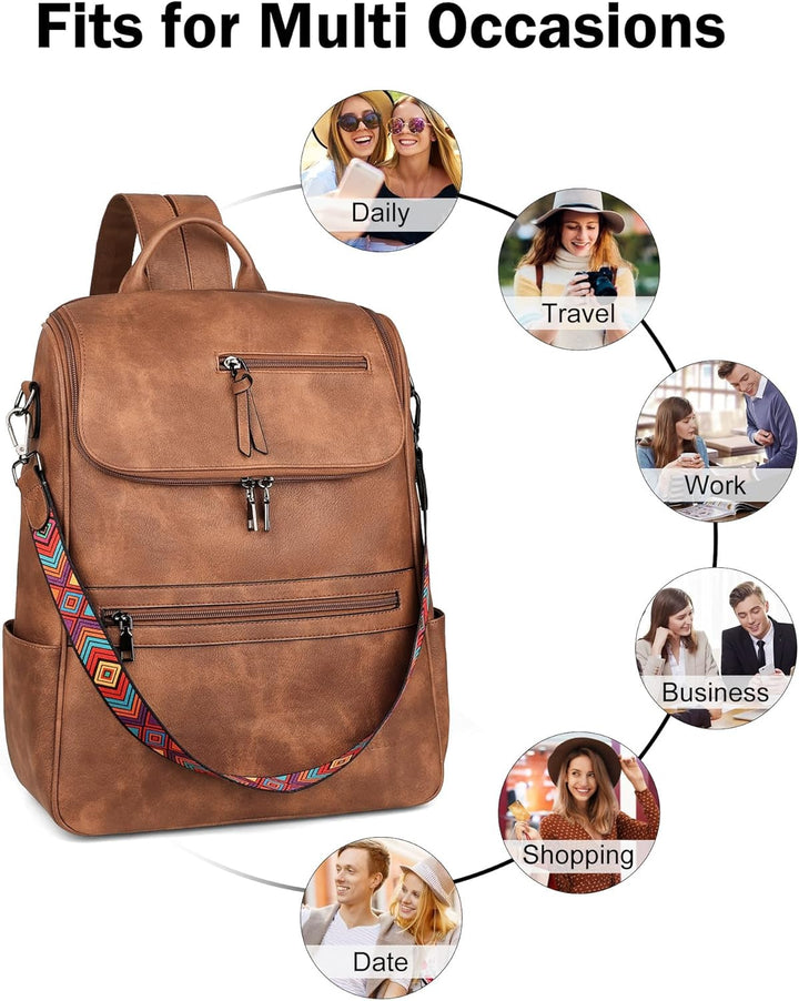 FADEON Mochila para computadora portátil para mujer, mochila de via...