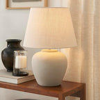 Lámpara Nourison Home - Lámpara de mesa de cerámica neutra de 20 pulgadas (beige claro) con pantalla de tela, lámpara de mesita de noche para dormitorio, sala de estar, entrada