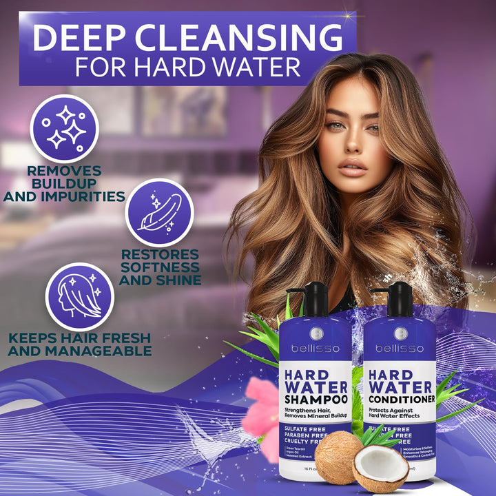 BELLISSO - Set de champú y acondicionador para agua dura, productos...
