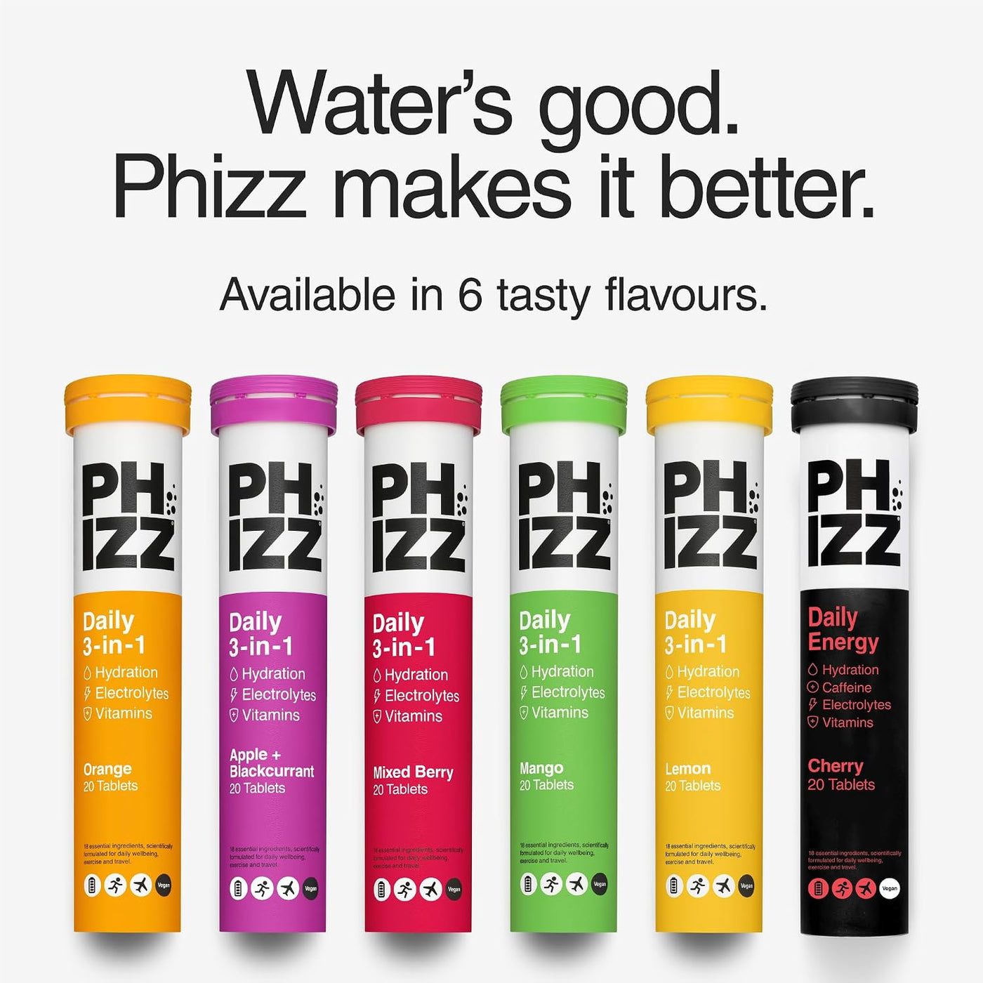 Phizz Tabletas multivitamínicas de rehidratación con electrolitos -...