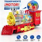 Juego de tren eléctrico de Navidad para niños con humo, luces y sonido (encendido/apagado) tren debajo del árbol de Navidad, trenes modelo para niños pequeños para niños de 3, 4, 5, 6, 7, 8 años en adelante, regalos para niños