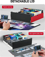 ZLCA Caja de almacenamiento de tarjetas con capacidad para más de 3200 unidades, funda de almacenamiento con 4 tapones, organizador de tarjetas para TCG MTG PTCG (rojo y blanco)