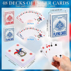 Zubebe Paquete de 96 cartas de juego a granel de cartas de 2.25 x 3.5 pulgadas, tamaño de póquer, índice estándar, rojo y azul, artículo de juego de viaje para actividades, suministros de fiesta