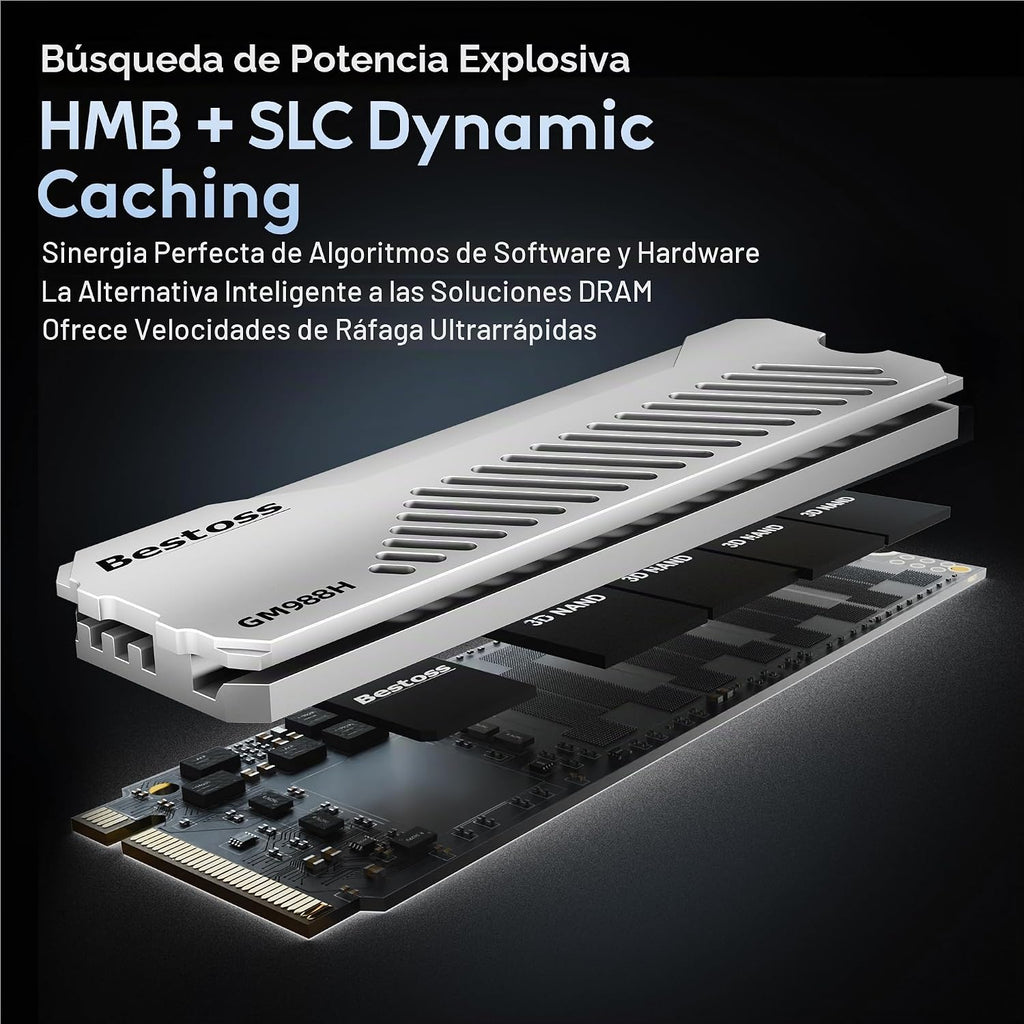 Bestoss SSD M.2 NVMe de 4 TB PCIe4.0 PS5 SSD con disipador de calor