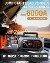GOOLOO Arrancador de salto A7 con compresor de aire, 6000A y 160PSI...