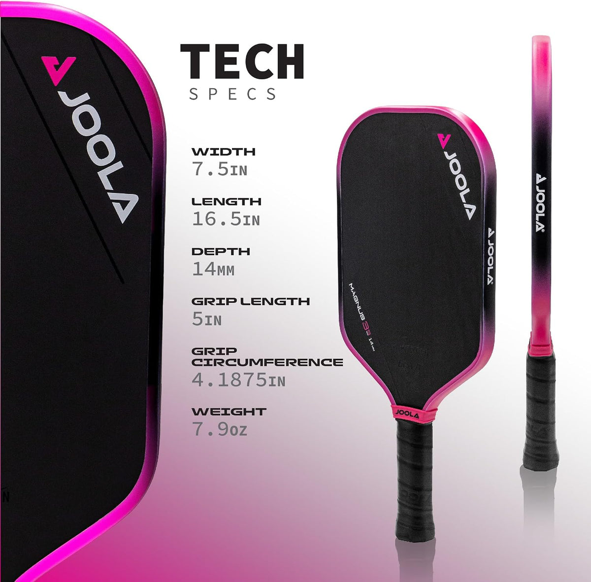 JOOLA 3S Pickleball Paddles – Superficie de fibra de carbono cruda para potencia y giro, diseños alargados, cuerpo ancho y curva aerodinámica – Certificado UPA-A