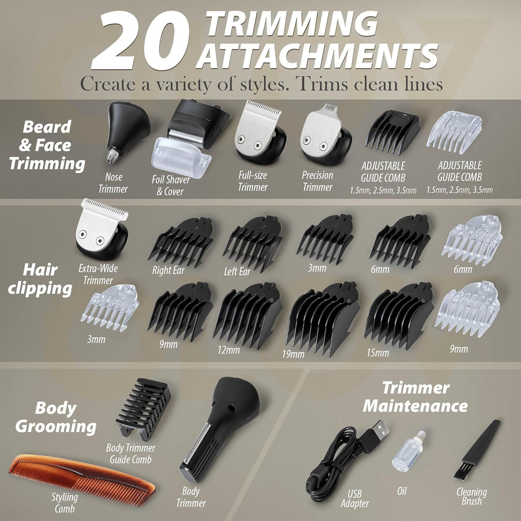 Recortadora de barba, kit de aseo para hombre de 21 piezas para rec...