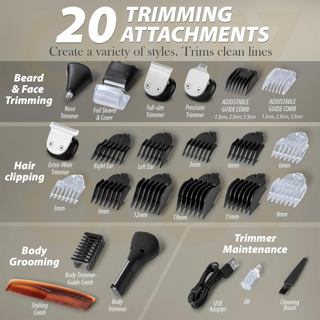 Recortadora de barba, kit de aseo para hombre de 21 piezas para rec...