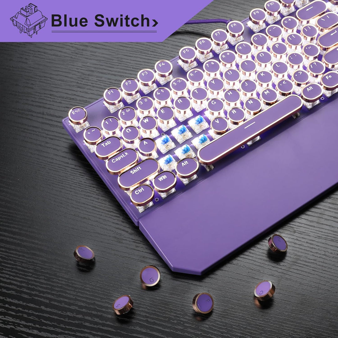 Camiysn Teclado Mecánico para Juegos Estilo Máquina de Escribir, Te...