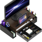 Simple Houseware Soporte elevador para monitor de escritorio con bandeja ajustable, Espresso